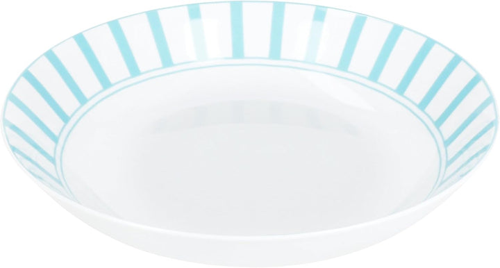 MamboCat Split türkis 6er Set Suppenteller I 450ml I weisses Porzellan-Geschirr mit Streifen für 6 P