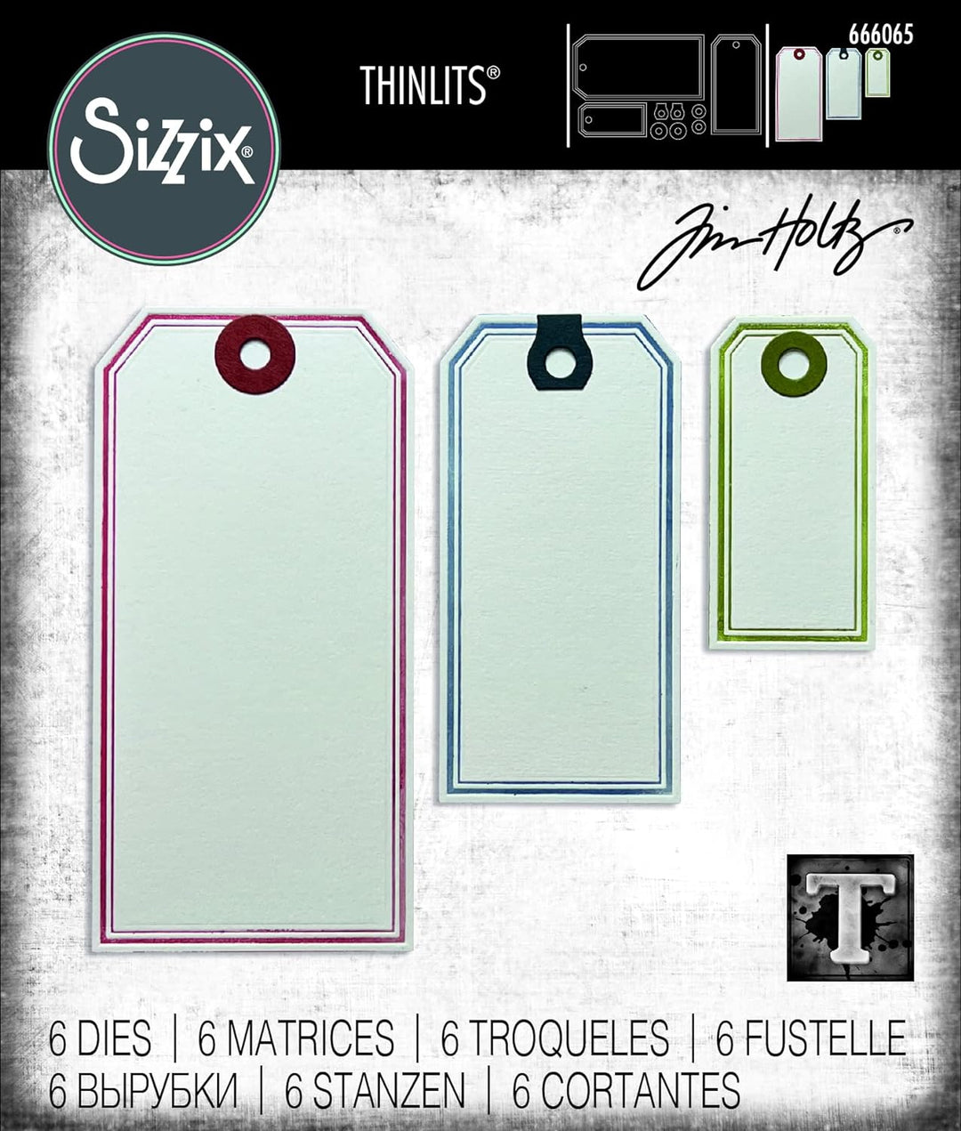 Sizzix Thinlits Stanzschablonen, 6 Stück, gerahmte Etiketten von Tim Holtz | 666065 | Kapitel 4 2022