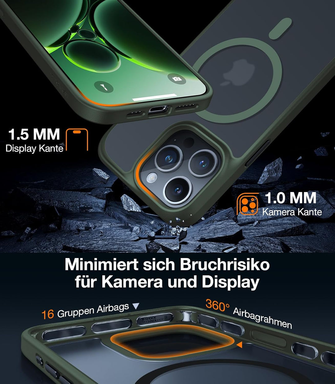TORRAS Guardian-Mag für iPhone 15 Pro Max Hülle für Magsafe (Unzerstörbare Sturzfestigkeit & Stärkst