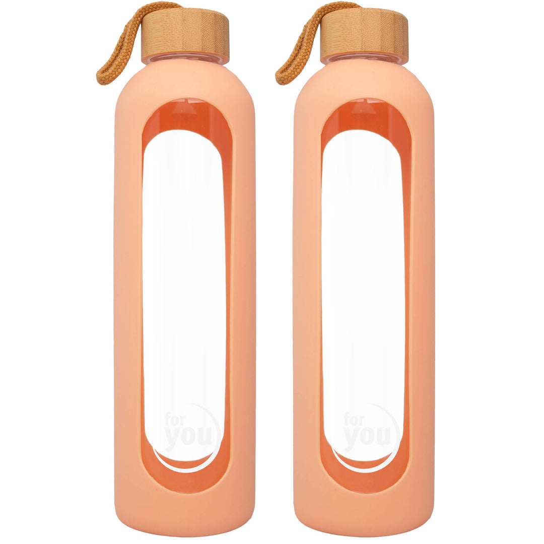 for you Nachhaltige Trinkflasche | 1000ml aus Glas mit Silikonhülle &amp; spülmaschinenfest | 1Liter Aus