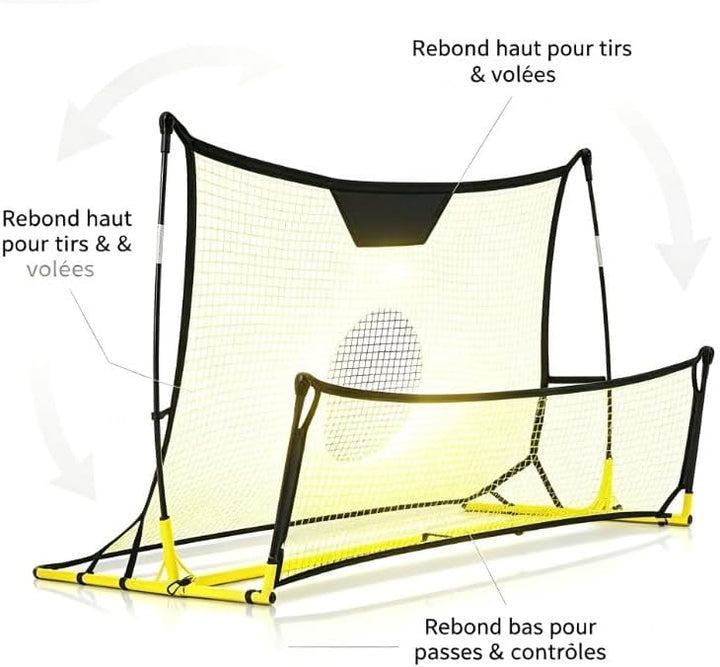 Fussball-Rebounder, 2-in-1Rebounder-Netz, 180 x 41cm klein & 180 x 140cm gross, Bounce Back Netz für