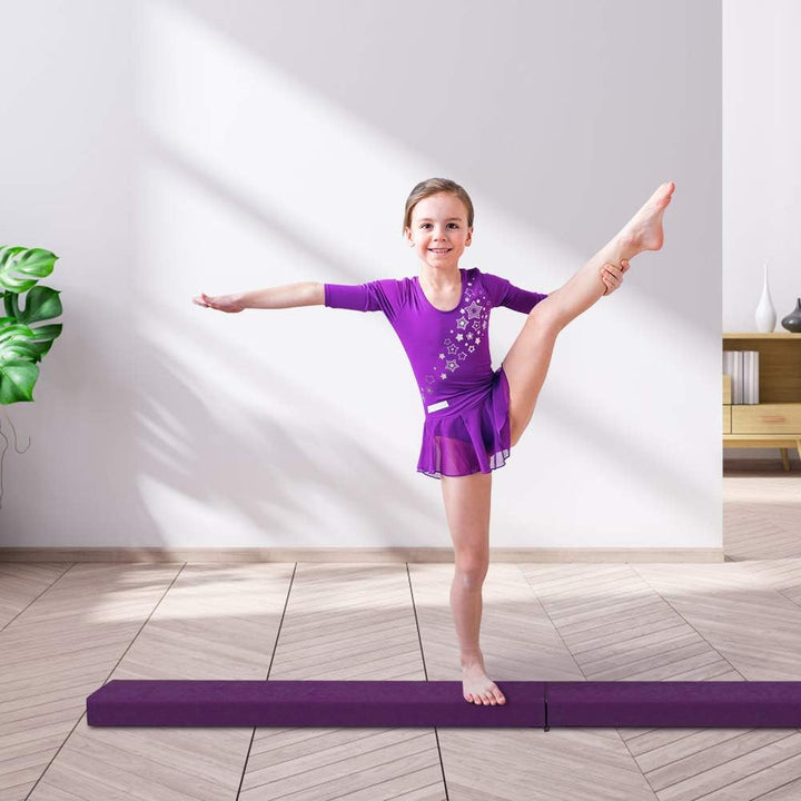 Klappbar Schwebebalken, Gymnastikbalken Aus Wildlederimitat, Faltbar Gymnastik Balance Balken mit Ed