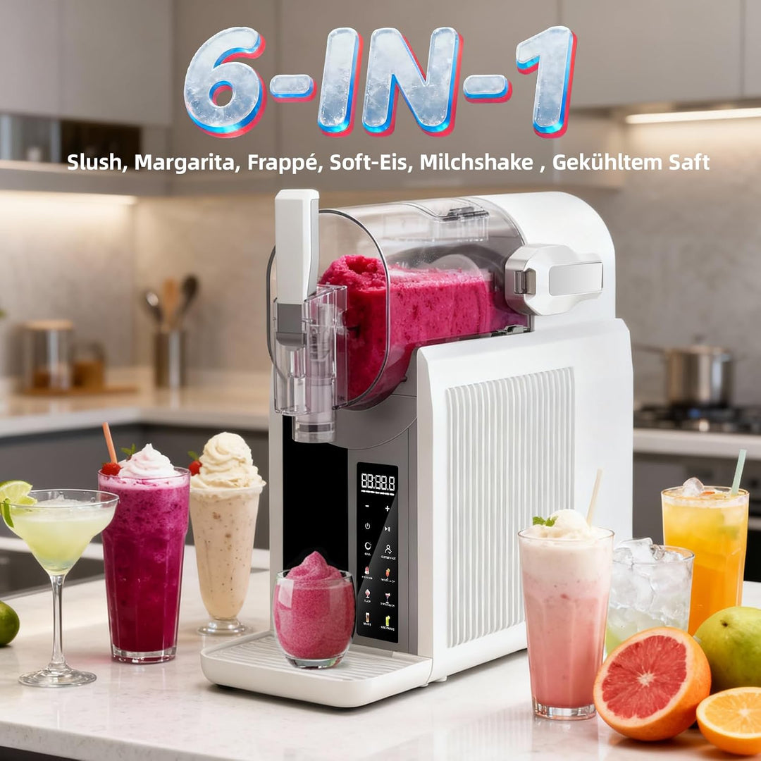 Slush Maschine, mit 6 smarten Programmen: Slushie, Cocktail, Milchshake, Frappé, Wein, Eisgetränke,