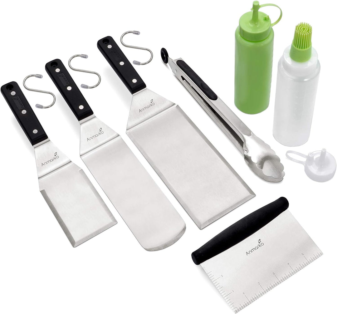 Edelstahl Metall Pfannenwender Set - Grillschaber Flachspachtel Pfannkuchen Flipper Hamburger Pfanne