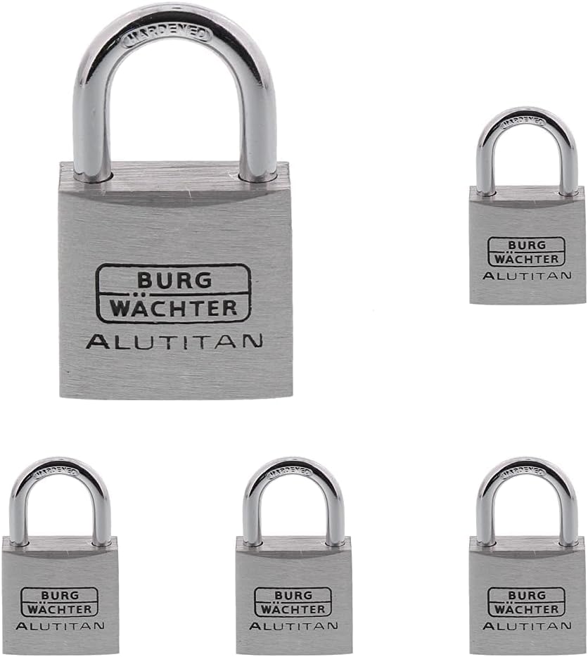 Burg-Wächter 30 BURG Vorhangschloss 770 Alutitan, 30 mm SB (Packung mit 5) 30 mm (Packung mit 5), 30