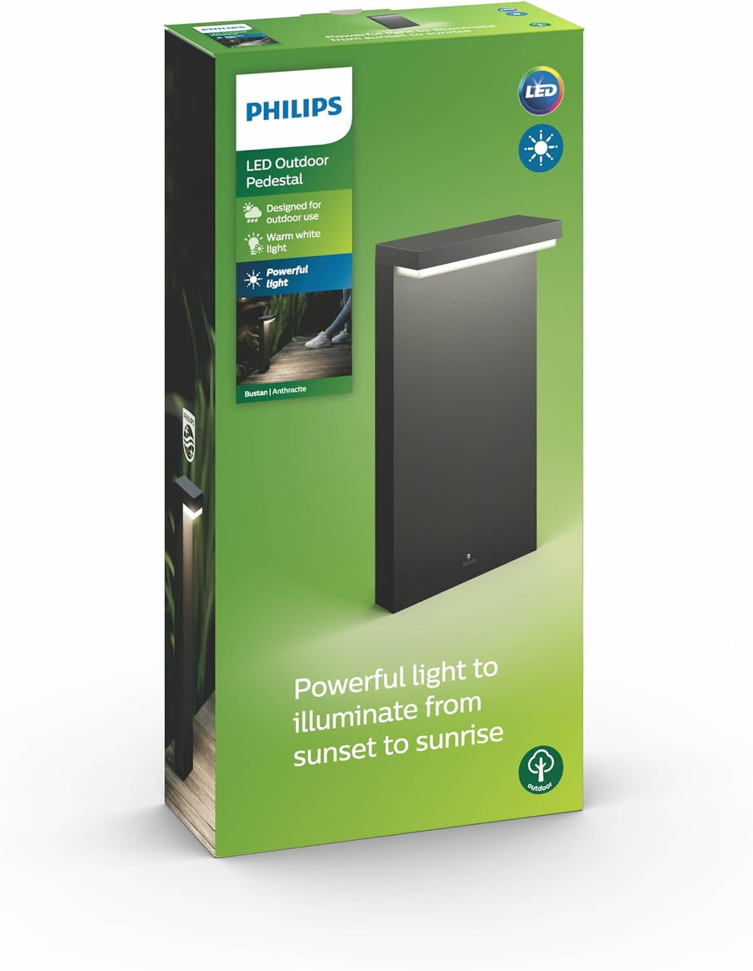 Philips myGarden Bustan LED Sockelleuchte Bustan, Anthrazit Warmweiss 2700 Kelvin Sockelleuchte Sing