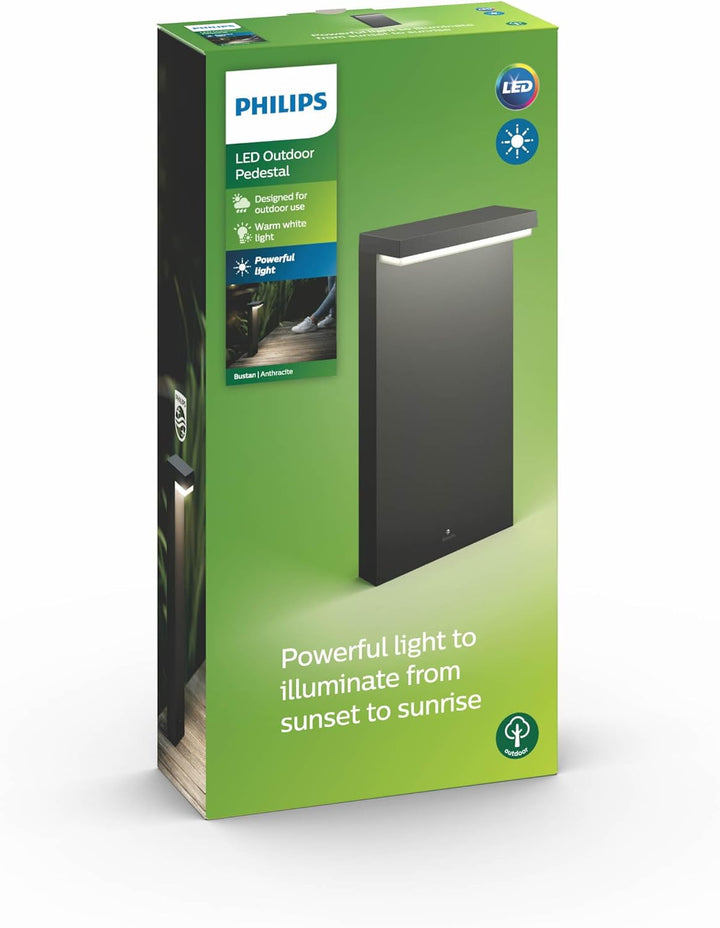 Philips myGarden Bustan LED Sockelleuchte Bustan, Anthrazit Warmweiss 2700 Kelvin Sockelleuchte Sing