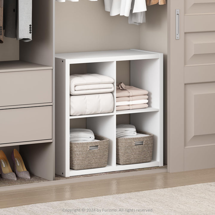 Furinno Cubic Offenes Rückwand-Multifunktionsregal für Kleidung & Schrankaufbewahrung, 4-Fächer, Wei
