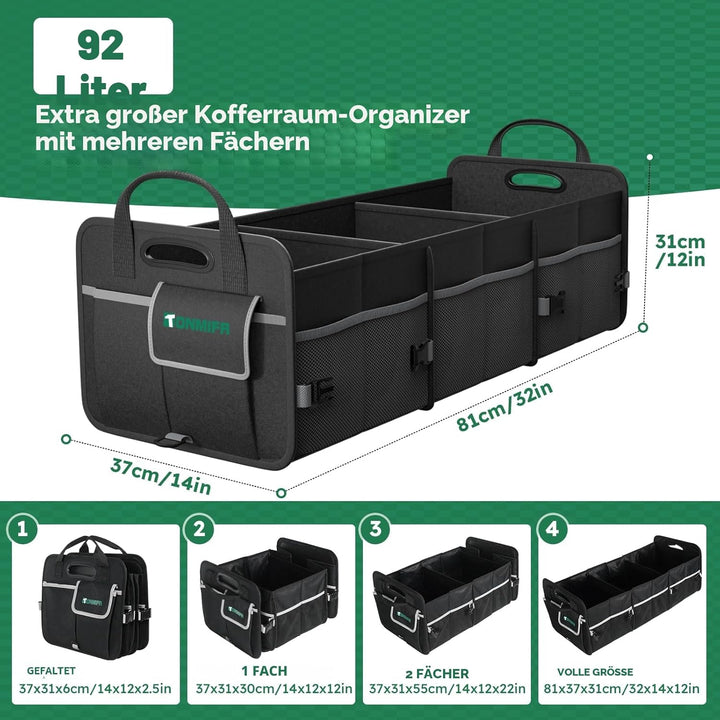 Robuster Kofferraum-Organizer mit grosser Kapazität, Multifach-Aufbewahrungsbox für SUV, Kombi & Kle