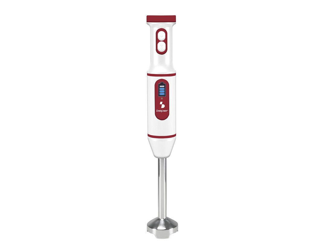 BEPER P102FRU300 Eintauchmixer USB-Akku, Kabelloser Stabmixer, Minipimer Blender, Multifunktion, Rot
