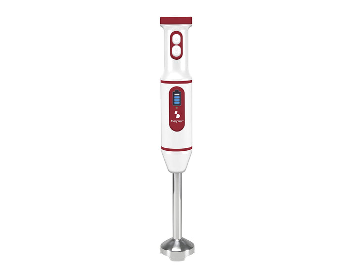 BEPER P102FRU300 Eintauchmixer USB-Akku, Kabelloser Stabmixer, Minipimer Blender, Multifunktion, Rot
