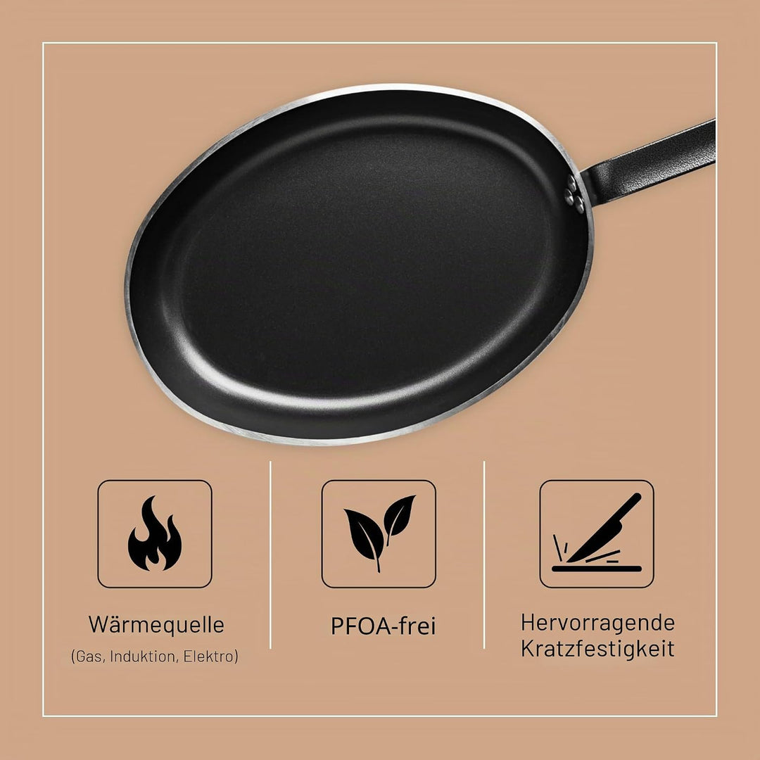 De Buyer 8181.36 Bratpfanne Choc Ovale Fischpfanne-36Cm, L