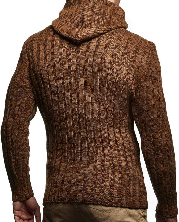 Leif Nelson Herren Strickpullover mit Kapuze/Hochwertiger Winterpullover im Regular Fit Schnitt, ide