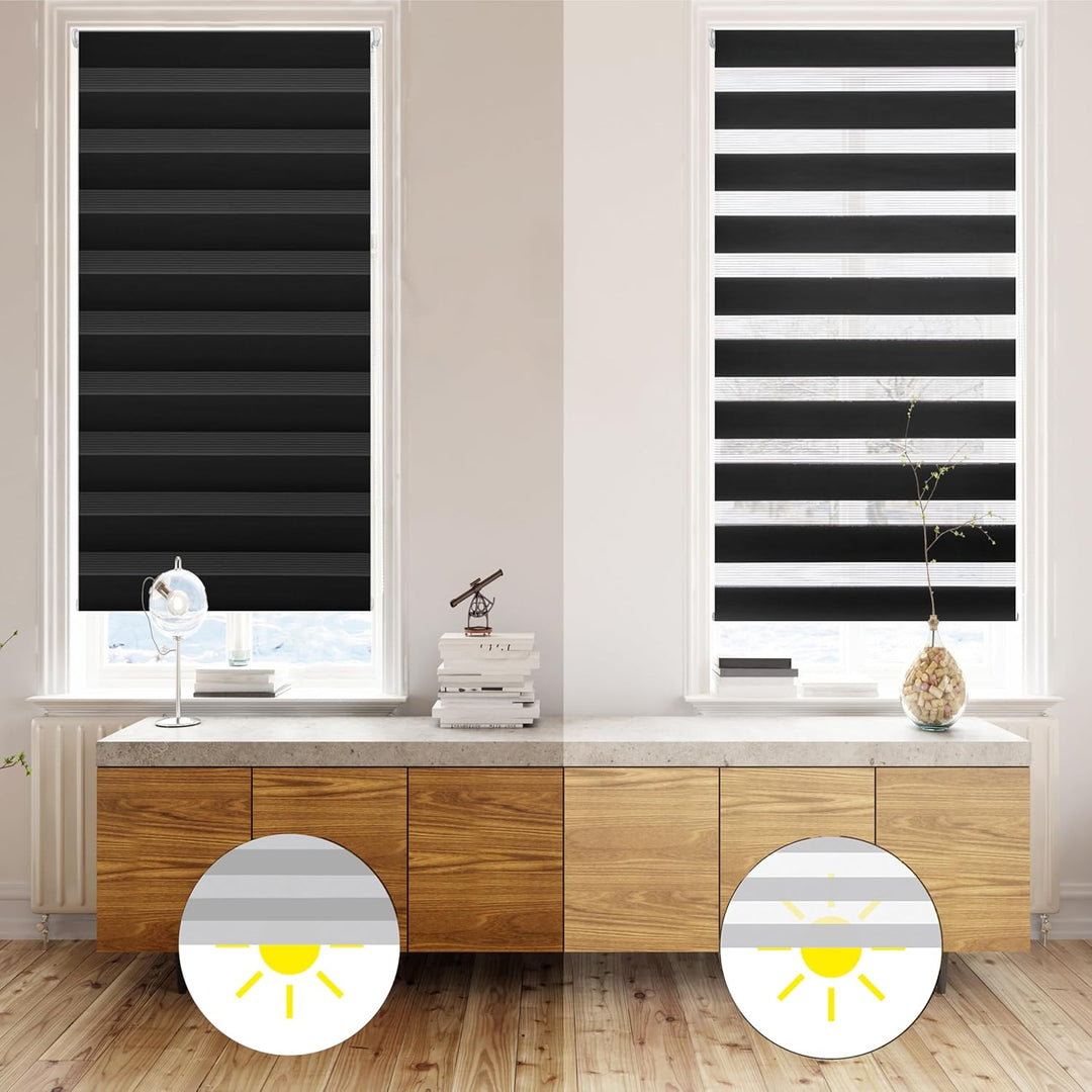 Blindecor - Indus doppelrollo klemmfix ohne bohren - duo rollo klemmfix Schwarz - 47 x 180 cm (Breit