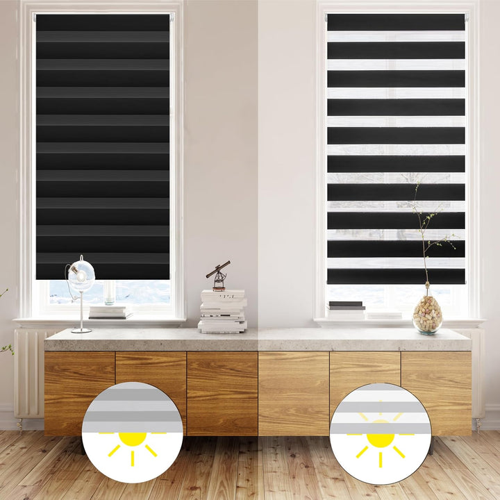 Blindecor - Indus doppelrollo klemmfix ohne bohren - duo rollo klemmfix Schwarz - 47 x 180 cm (Breit