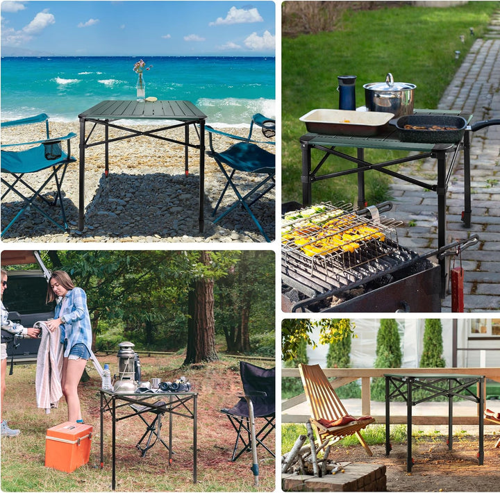 VILLEY Aluminium Klapptisch mit Tragetasche, klappbarer Campingtisch aus Alu, Faltbarer Balkontisch,