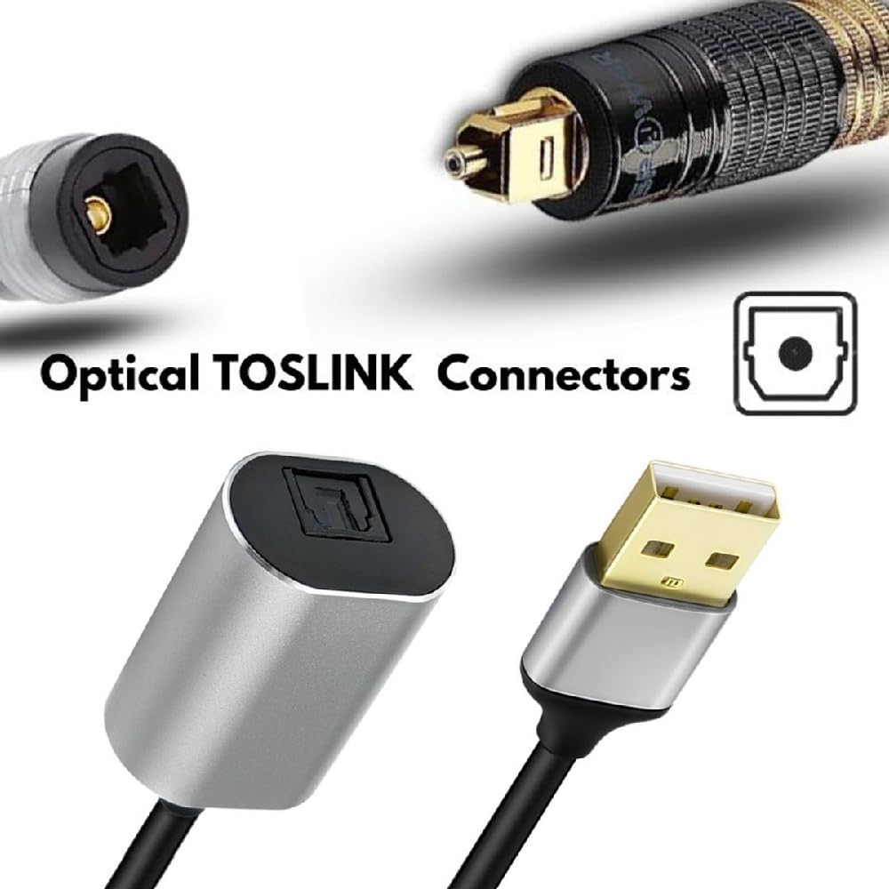 cablecc USB 2.0-A auf optisches Audiokabel, USB-A-Stecker auf Toslink-Buchse, digitales optisches Au
