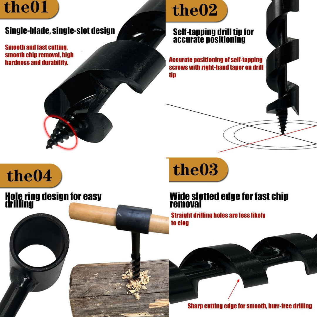 5 Stück Handbohrer für den Aussenbereich,Handbohrmaschine für Holzbearbeitung,für Outdoor Survival,C