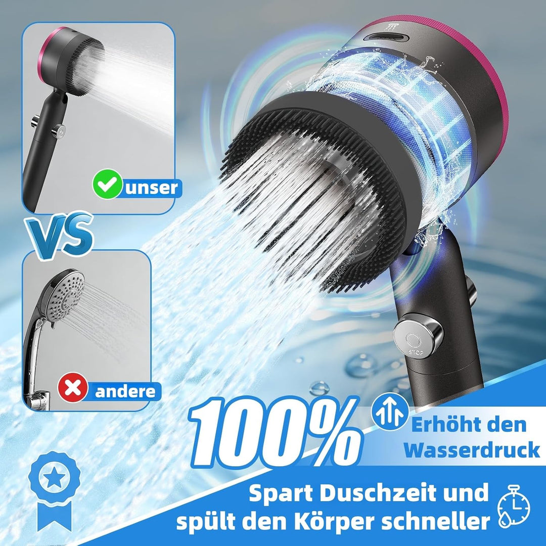 Duschkopf mit Filter,Duschbrause mit Schlauch,Handbrause mit Stoppfunktion,Hochdruck Handbrause mit