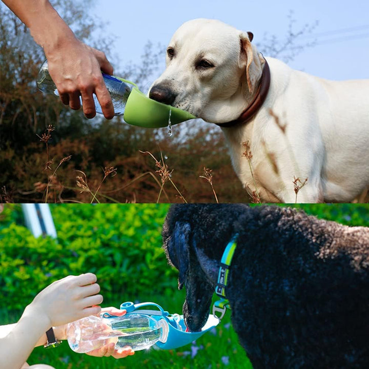 Hund Wasserflasche Reise Tragbar Hund Trinkflasche Unterwegs in Silikon für Outdoor (Schwarz), Schwa