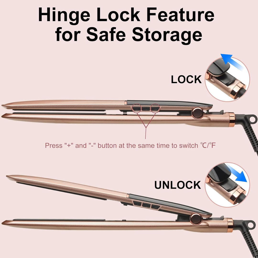 Glätteisen Haarglätter Ceramic Straight für glatte & glänzende Haare, 2 in 1 Glätteisen Locken und G