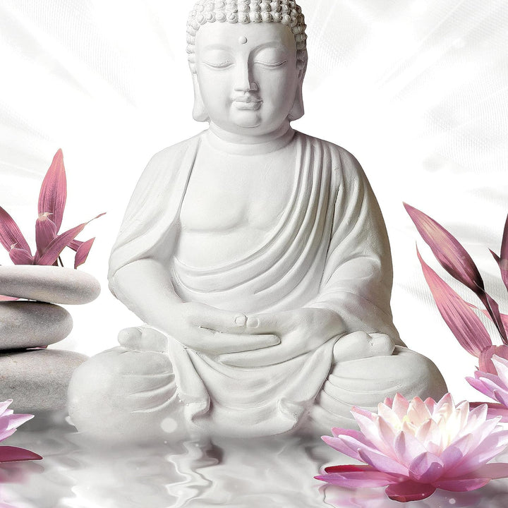 Runa Art - Bilder Buddha Feng Shui 200 x 100 cm 5 Teilig XXL Wanddekoration Design Grau Rosa 011651a
