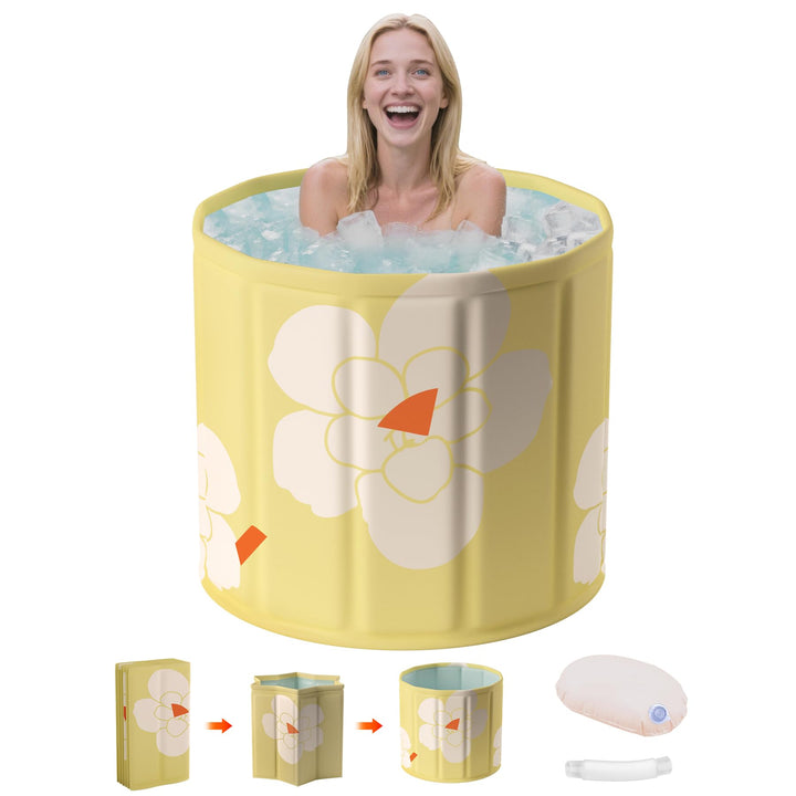 Yellow bathtub Tragbare klappbare Badewanne, Freistehende Badewannen für Erwachsene, Eis- und Heissb