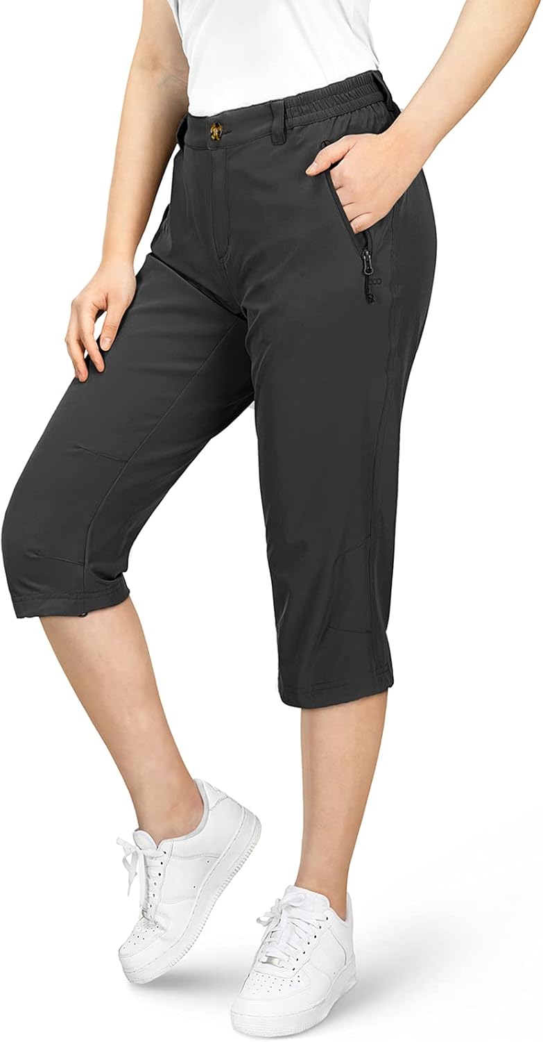 33,000ft Damen 3/4 Hose Capri Wanderhose Stretch Leichte Radhose Taschen Sommer Outdoor Golf Hose 34