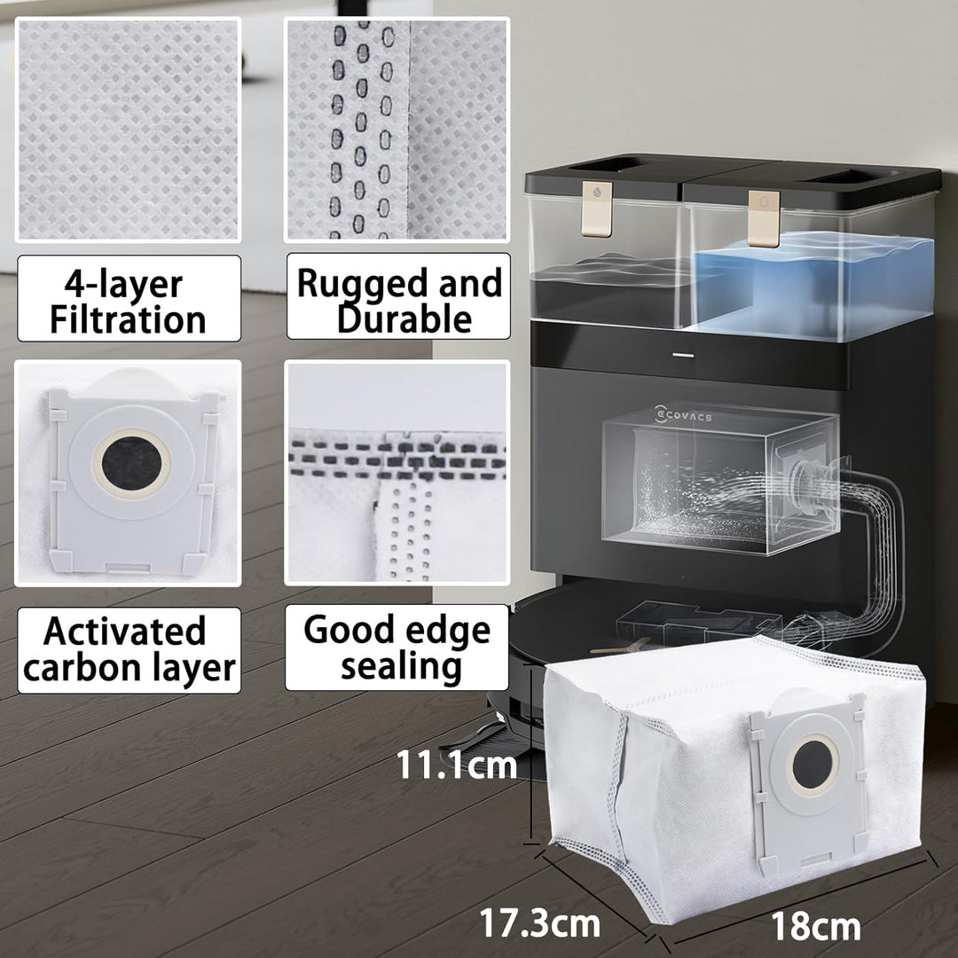 15 Stück Zubehörset für ECOVACS DEEBOT X8 Omni/X8 Pro Omni, 1 Gummi-Hauptbürste,4 Filters,2 Wischwal