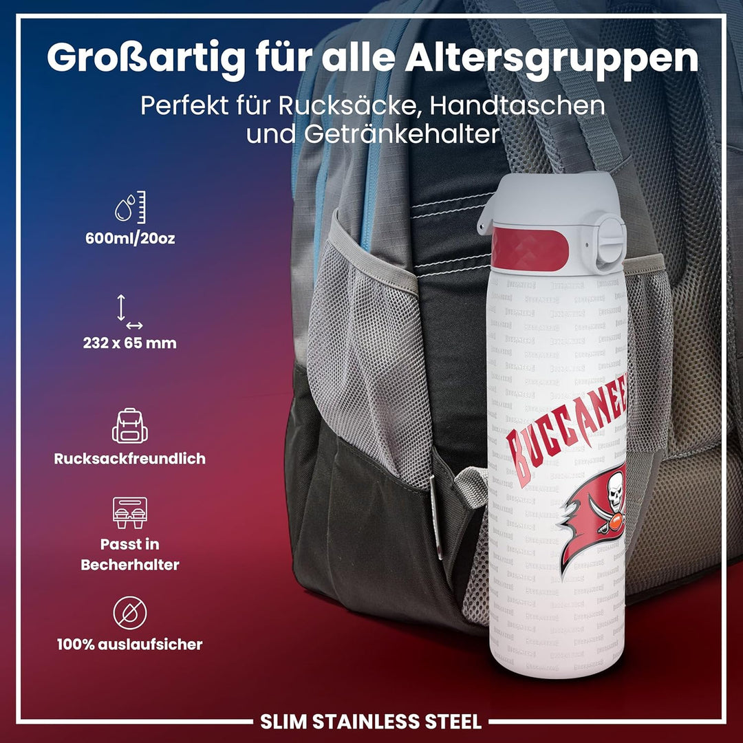 Ion8 Trinkflasche, 500 ml, Auslaufsicher, Einhandöffnung, Sichere Verriegelung, Spülmaschinenfest, T