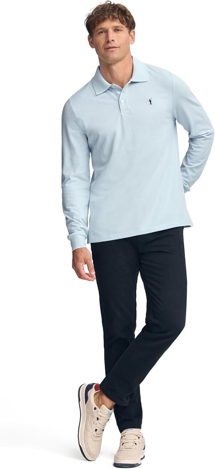Polo Club Herren Poloshirt Kurzarm Regular Fit Baumwolle Männer Polohemd Longsleeve S Sky Blau, S Sk