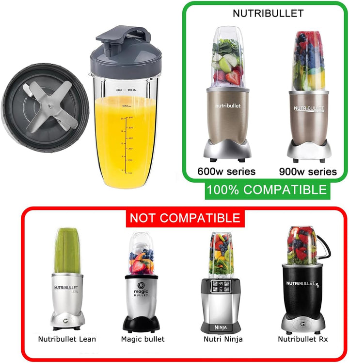 Ersatzteile Zubehör für Nutribullet Mixer, Extraktor Klinge und 950ml Becher mit Flip-Top Becherdeck