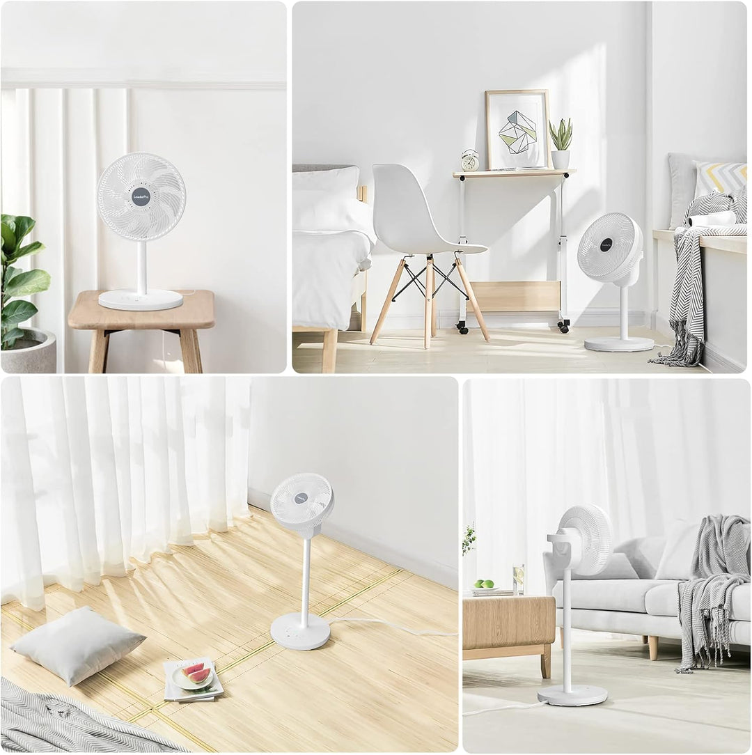 DC Motor Standventilator - Ventilator Leise 20dB 3D Oszillierend mit Fernbedienung/Höhe 92cm/6,8m/s/