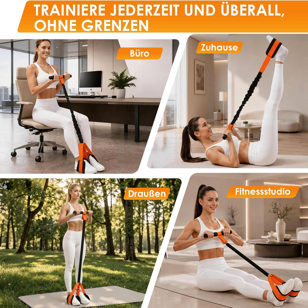 TOMSHOO Pedal Widerstandsbänder mit Griff, Multifunktions Bauchtrainer für Zuhause, Bodybuilding Exp