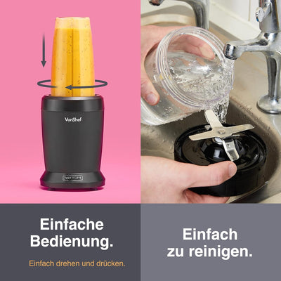 VonShef Personal Blender Multifunktionaler, leistungsstarker Smoothie-Mixer für Obst, Gemüse, Shakes