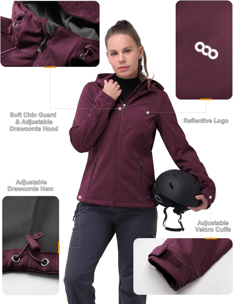 33,000ft Damen Softshelljacke Wasserdichte Winddichte Funktionsjacke Atmungsaktive Übergangsjacke Le