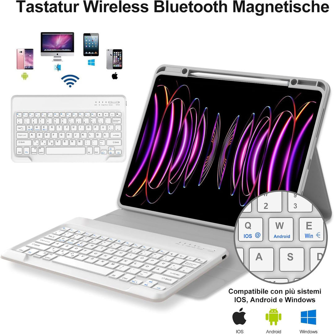 IVEOPPE Hülle mit Tastatur für iPad Pro 12,9 Zoll 6./5./4./3. Generation, Deutsches QWERTZ Layout, M