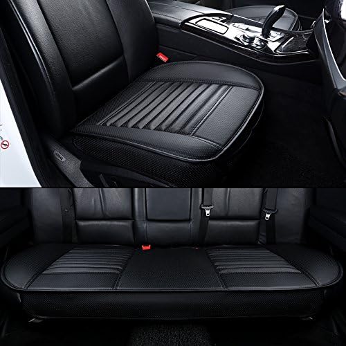 HONCENMAX Auto Sitzauflage Sitzkissen Universal Sitzauflagen Autositzbezüge - BambusKohle PU Leder -