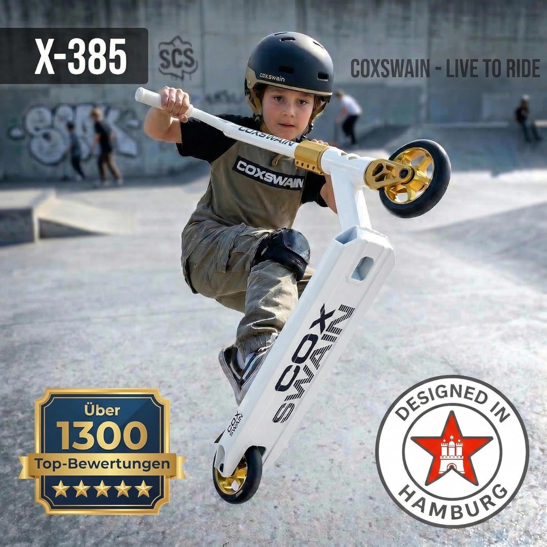 Cox Swain Stunt Scooter X-385, SCS-Kompression, CNC Fork, 100mm PU/Alu Rollen, ABEC 9, Kinder + Erwa