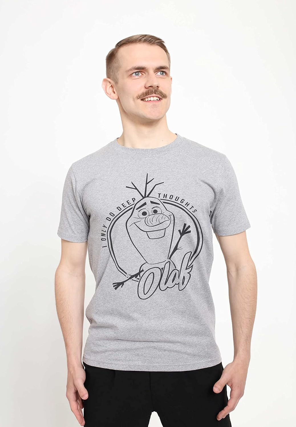 Disney Unisex Frozen 2 Deep Thought Olaf Organic Short Sleeve T-shirt XXL Melange Grau, XXL Melange