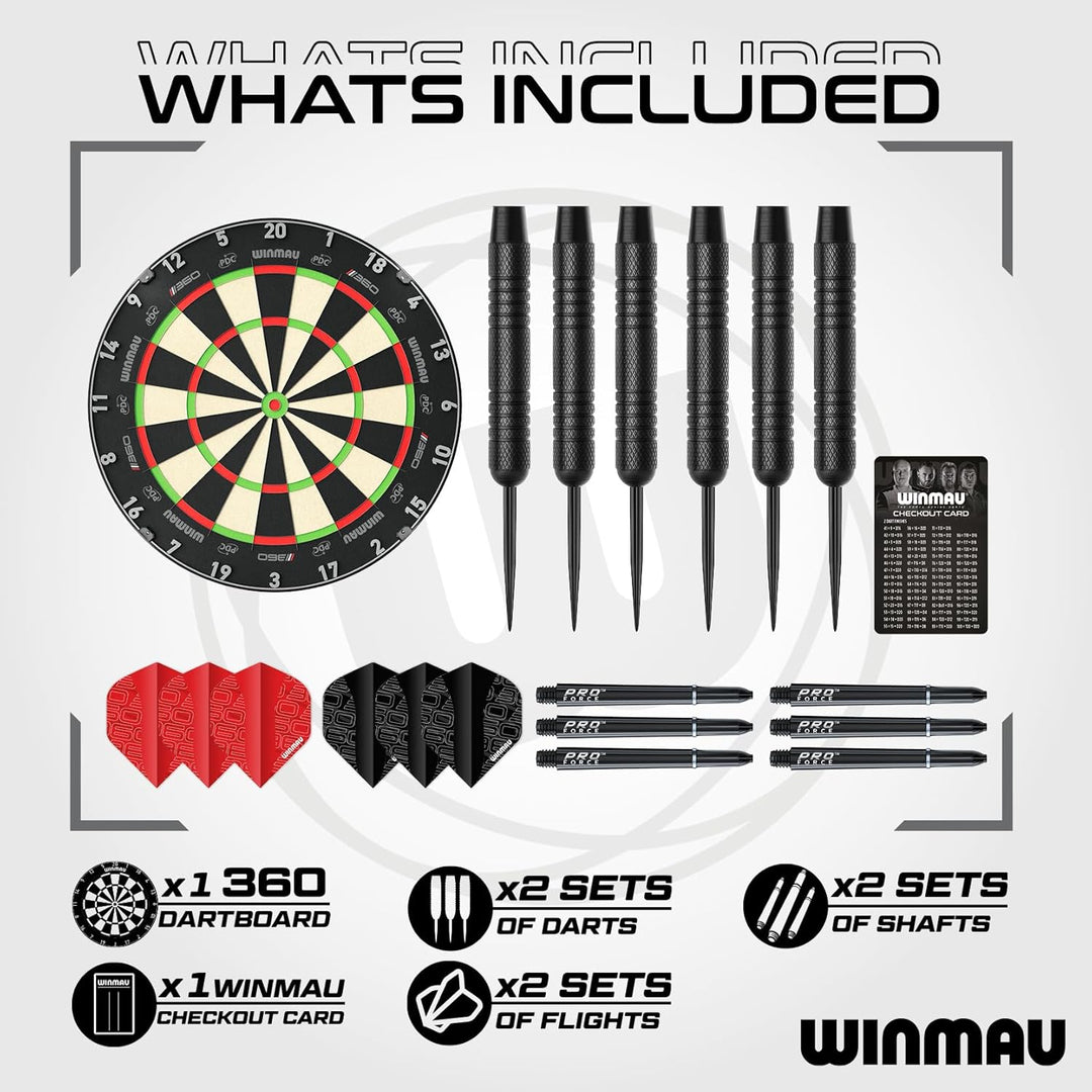 WINMAU Dartscheibe - Blade 6 | Blade 360 Dartscheibe - Triple Core Carbon Serie - Professionelle PDC