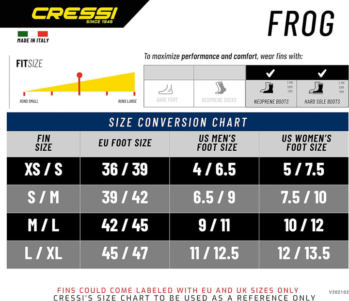 Cressi Geräteflossen Tauchen Frog Made in Italy Verstellbare Flossen S/M Schwarz, S/M Schwarz