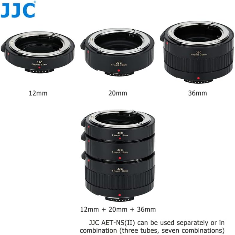 JJC Autofokus Zwischenringe (AF) mit TTL-Belichtung für Makrofotographie 12mm, 20mm und 36mm (Passen