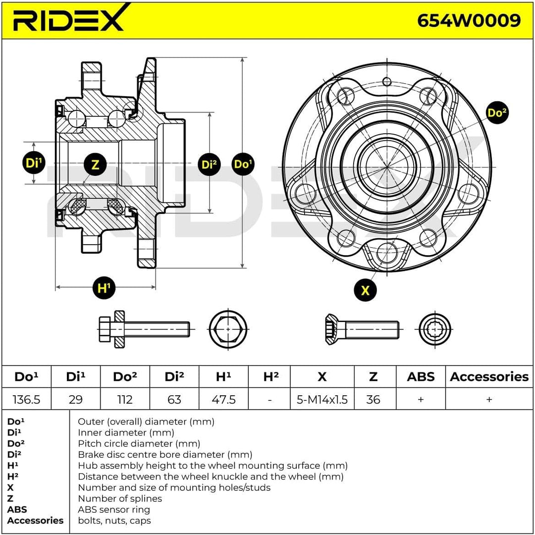 RIDEX Radlagersatz 654W0009 Golf V Schrägheck (1K1) TOURAN (1T1, 1T2) Cad 3,66kg