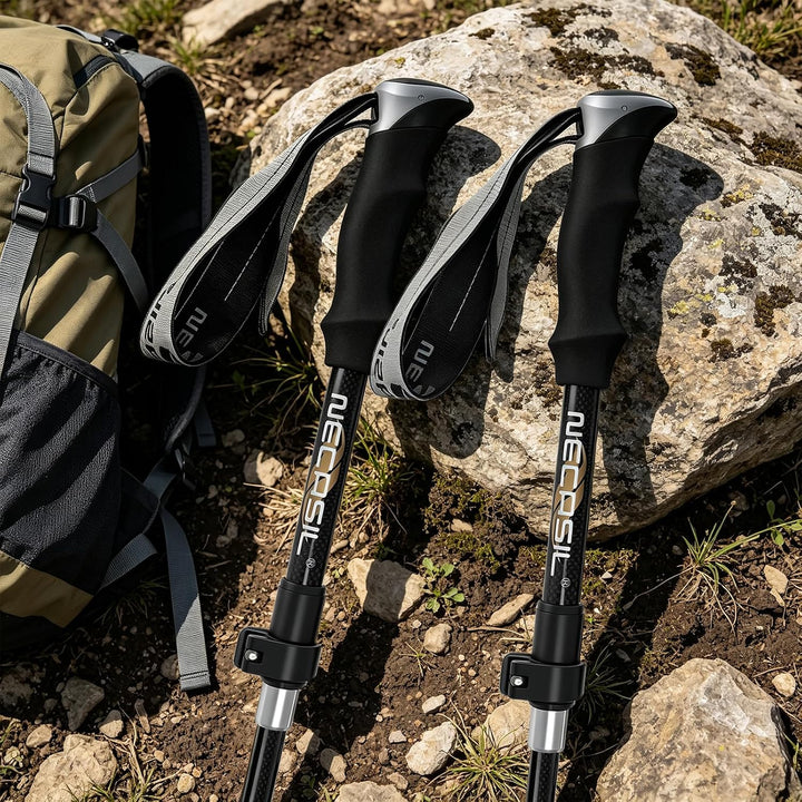 Premium Carbon Wanderstöcke Ultraleicht, Verstellbare Trekkingstöcke 107-125cm mit Korkgriff &amp; Eva-V