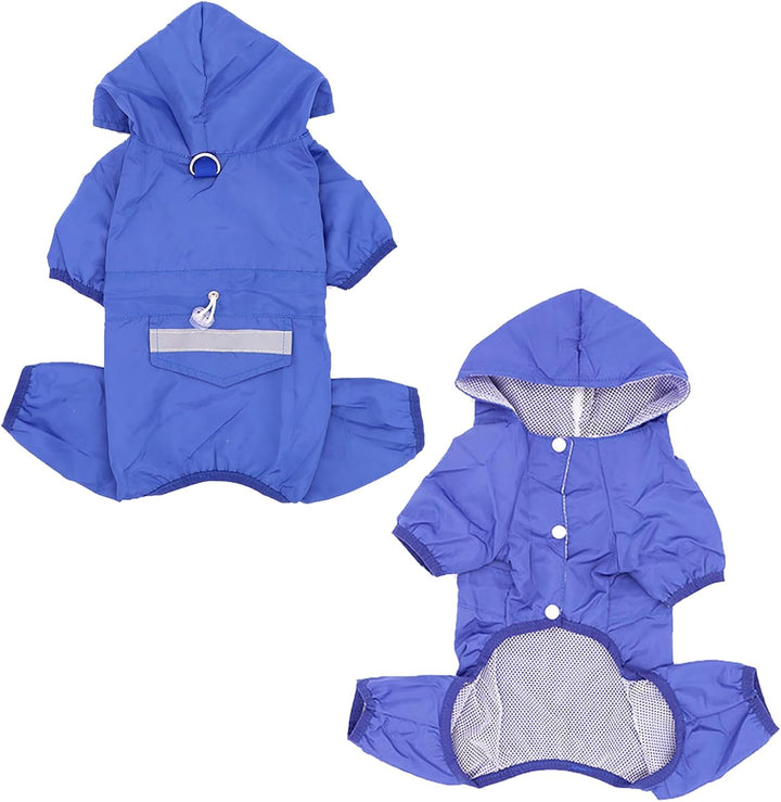 Regenmantel für Hunde Mit Kapuze - Verstellbar, für Unterschiedliche Grössen und Formen (Blau)