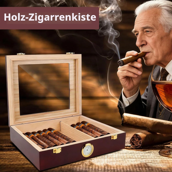 Edelholz-Aufbewahrungsbox, Präzisions-Feuchtebox, Hygrometer &amp; Befeuchter with Teiler, Luxus Aufbewa