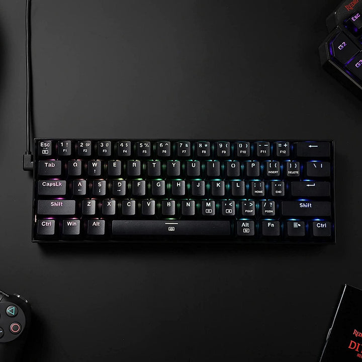 Redragon K630 Dragonborn 60% kabelgebundene RGB-Gaming-Tastatur, 61 Tasten kompakte mechanische Tast