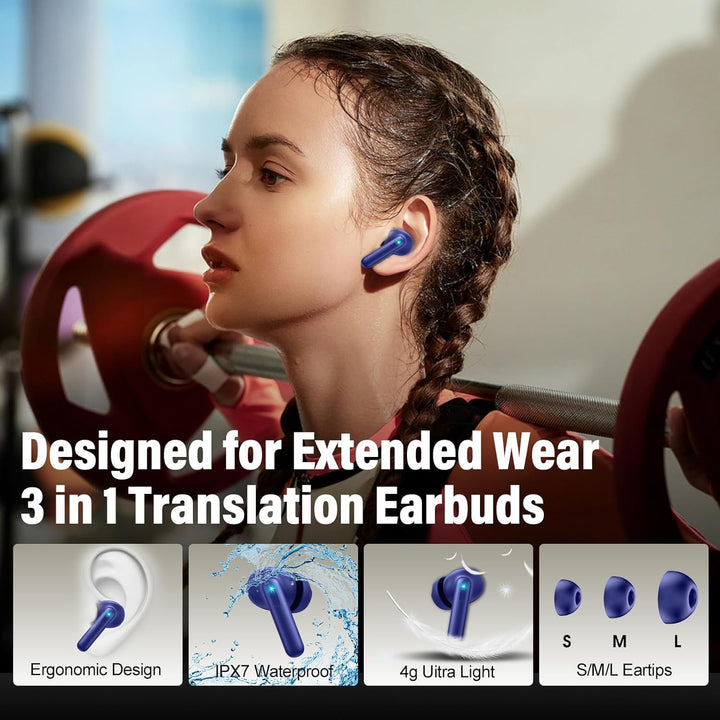 KI Kopfhörer Übersetzer, 42Std Bluetooth 5.4 Sprachübersetzer Kopfhörer mit 164 Sprachen, 7 Übersetz
