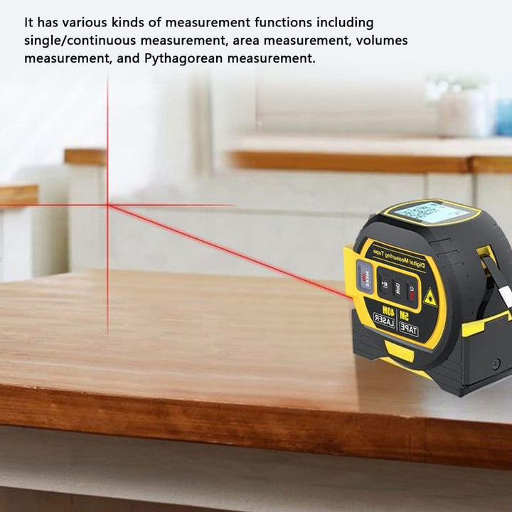 Geevorks Laser-Entfernungsmesser, Laser-Entfernungsmesser, 60 m, 3 in 1, 5 m, Massband, Lineal, LCD-